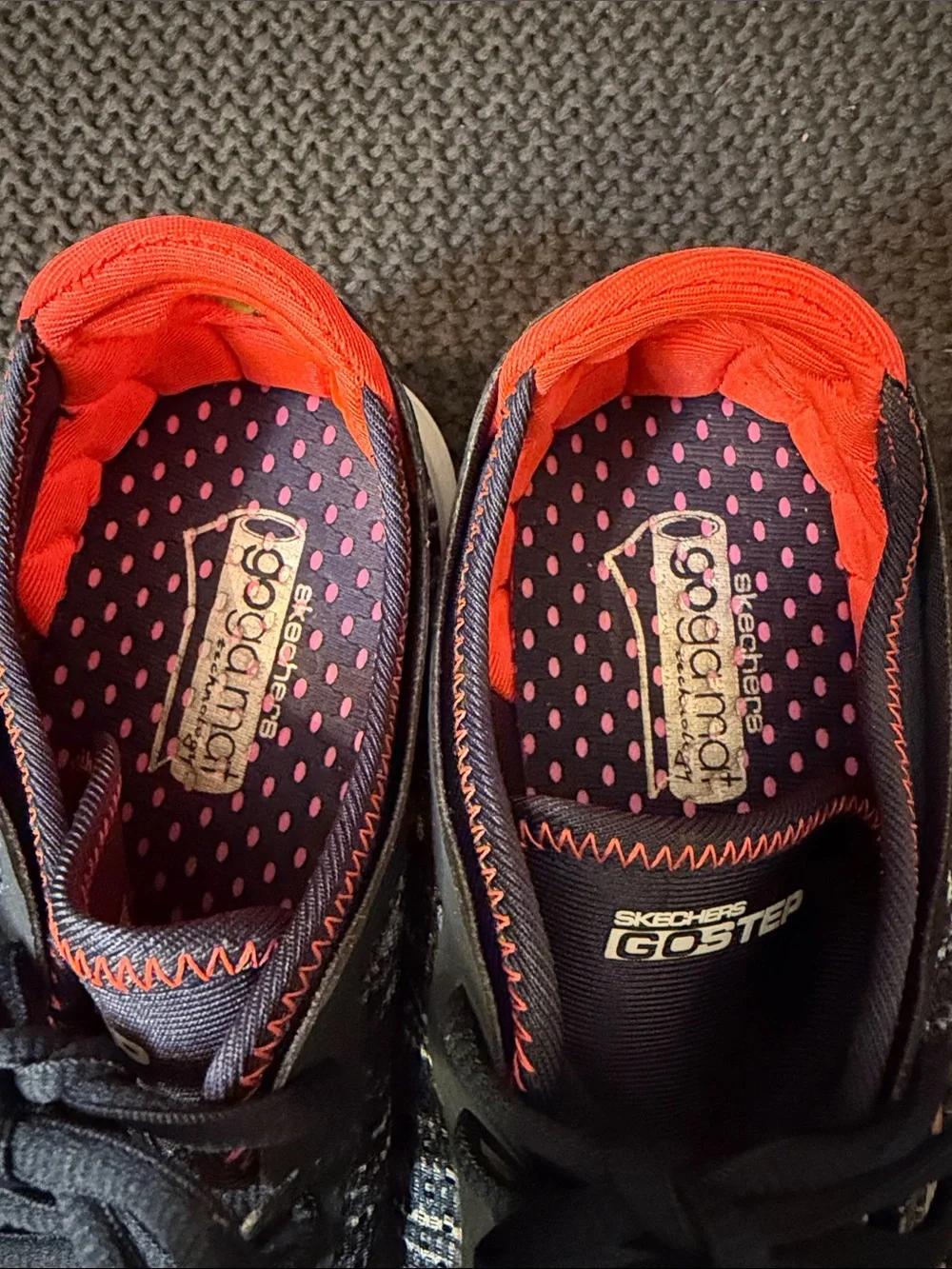 Skechers Men's Black, White & Orange Knit Lace-Up Sneakers